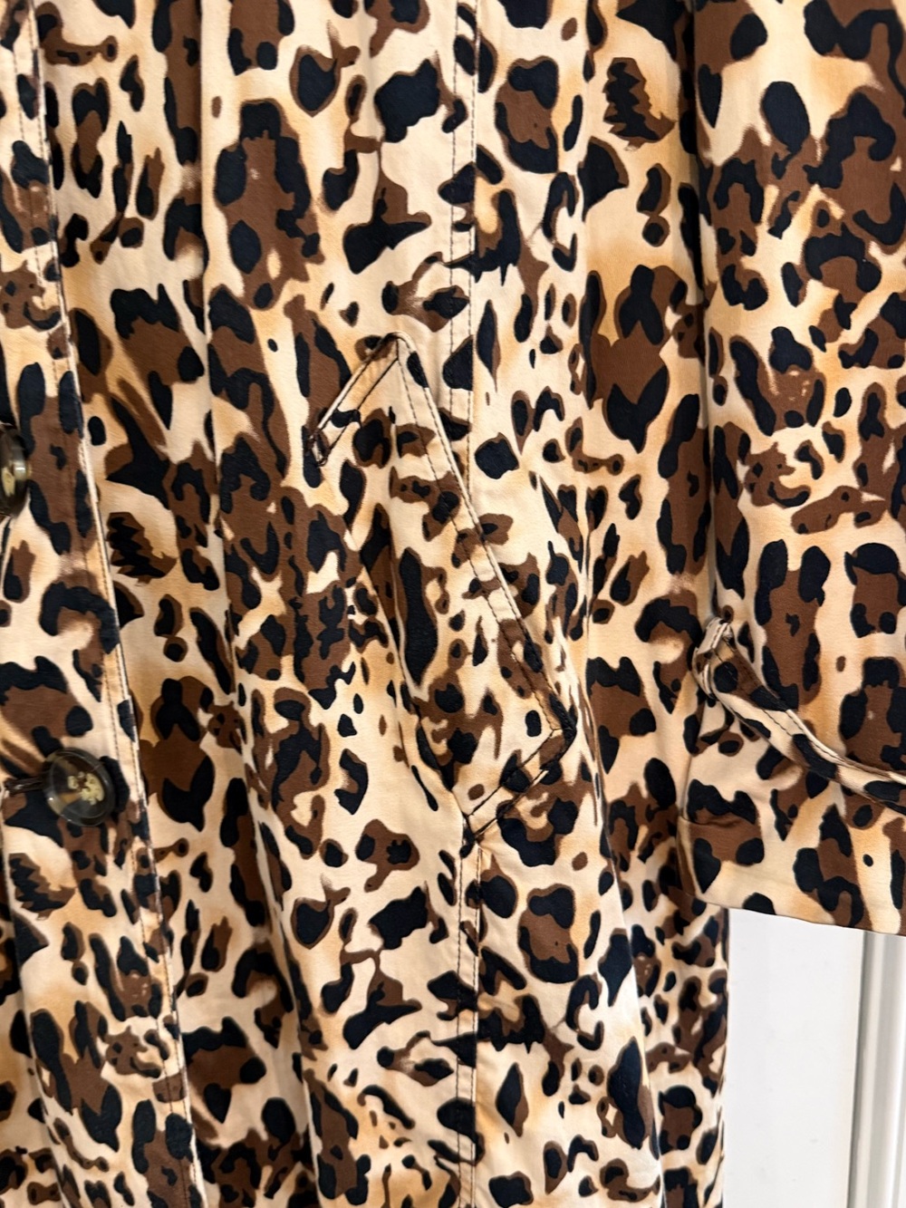 Ashley Stewart Leopard Print Long Button Jacket Size 2X Cotton Career Chic - Picture 7 of 11